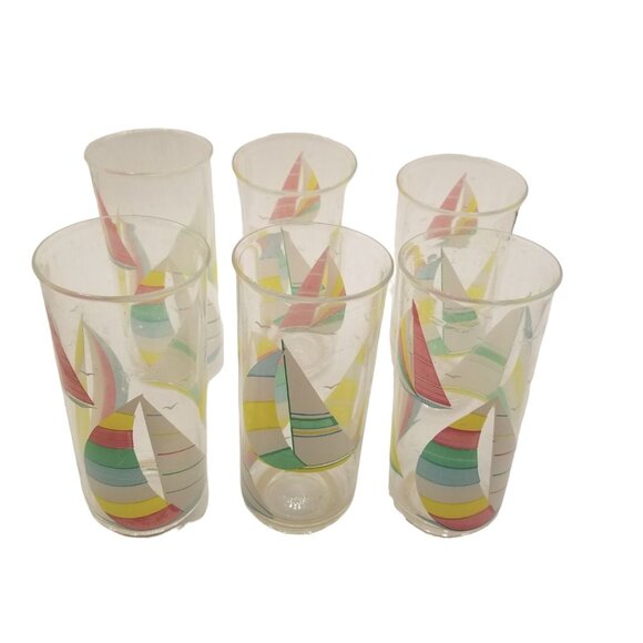Culver Other - Culver Windward Lot of 6 Vintage Acrylic Cups Tumblers Iced Tea Sail Boat 16oz